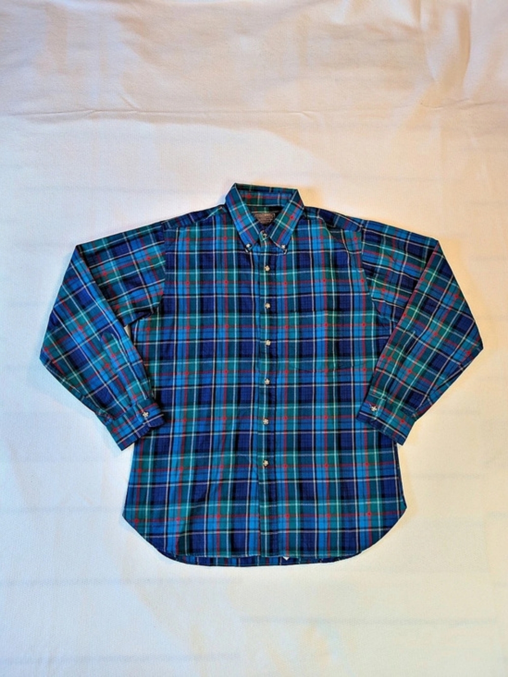 Vintage Pendleton Plaid Button Down in Blue & Green Like New